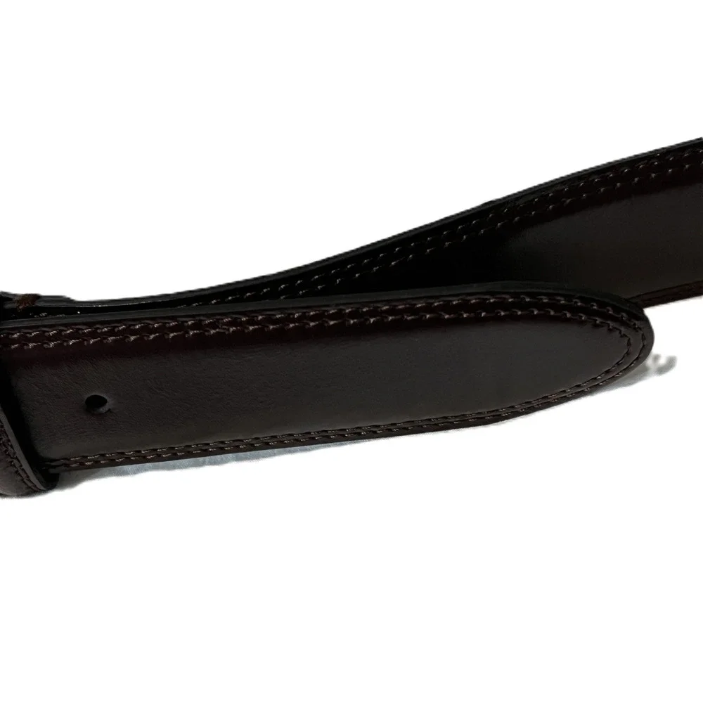 Joseph Abboud Mens Leather Belt Size 42/105 Brown Silver Brushed Buckle Italian